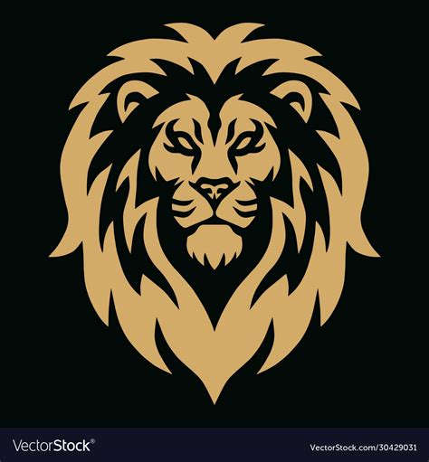 Gold lion head golden logo mascot Royalty Free Vector Image