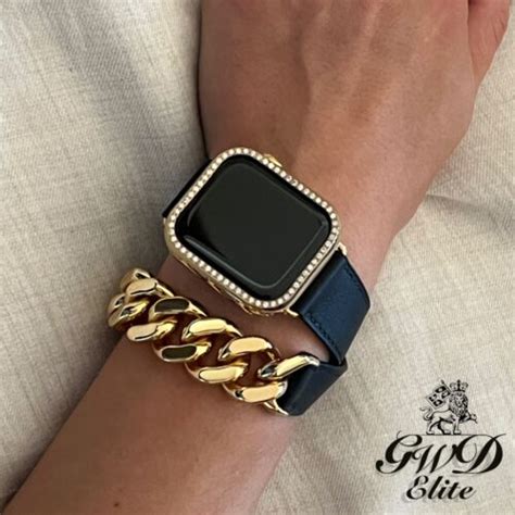 Series 7 Hermes Apple Watch 24k Gold Plated Real Diamond Solid Gold Gourmette | eBay