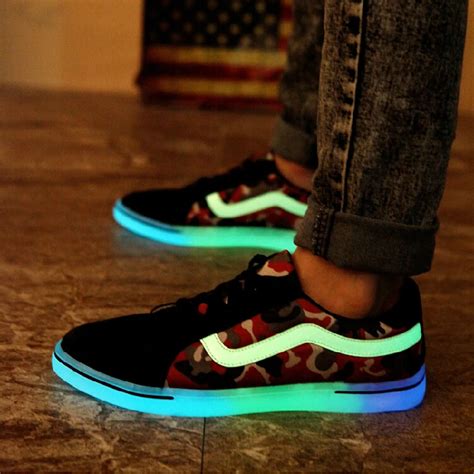 Cool Men Shoes Breathable LED Sneakers Casual Light Fluorescent Shoe 2015 New Street Dance Mans ...