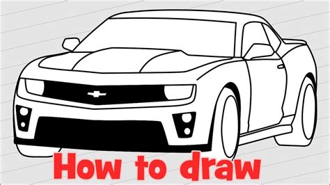 How to draw a car Chevrolet Camaro ZL1 step by step - YouTube