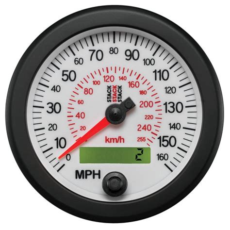 88MM SPEEDOMETER, 0-160 MPH / 260 KM/H, STACK WHT