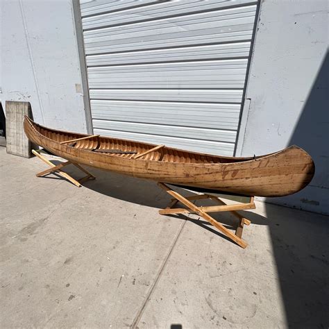 16 Foot Wood Canoe on Stand – Antiquities Warehouse