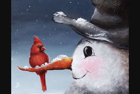 Cardinal and Snowman — Michelle the Painter