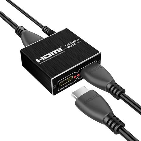 SOWTECH HDMI Splitter HDMI V2.0 Powered 1 in 2 Out HDMI Splitter Dual Monitor Duplicating Video ...