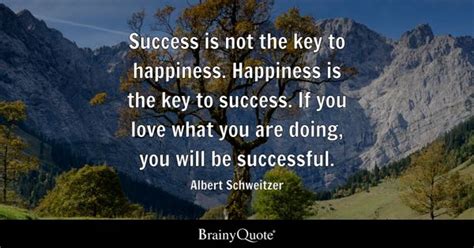 Albert Schweitzer - Success is not the key to happiness....