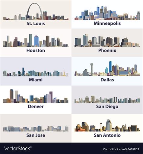 United states cities skylines collection Vector Image