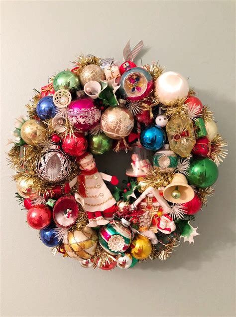 Vintage Christmas Ornament Wreath | Etsy | Vintage christmas ornaments, Christmas ornament ...