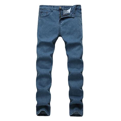 men's jeans Solid Color Classic Blue Denim Jeans New Fashion Men ...