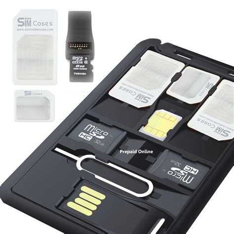 SIM Card Holder Storage Case with memory card reader 3 sim Adapters & Iphone Pin 634304937214 ...