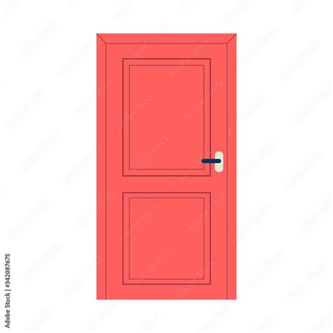 Cartoon icon or symbol of closed red door flat vector illustration ...