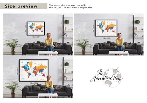 Framed World Push Pin Map Personalized World Map With Pins - Etsy