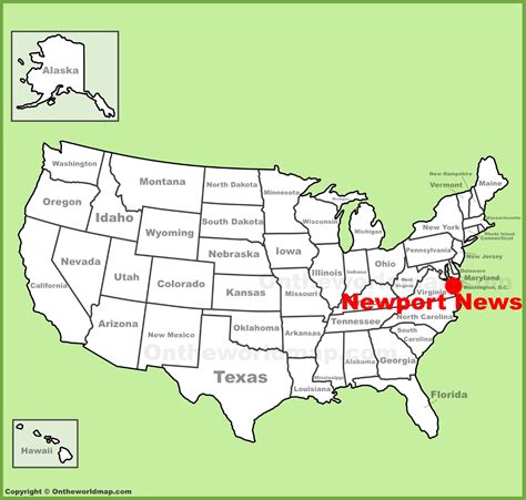 Newport News location on the U.S. Map