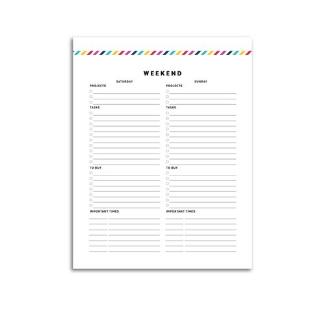 Weekend Planner Page | Signature Stripe | Planner pages, Planner lettering, Printable planner pages