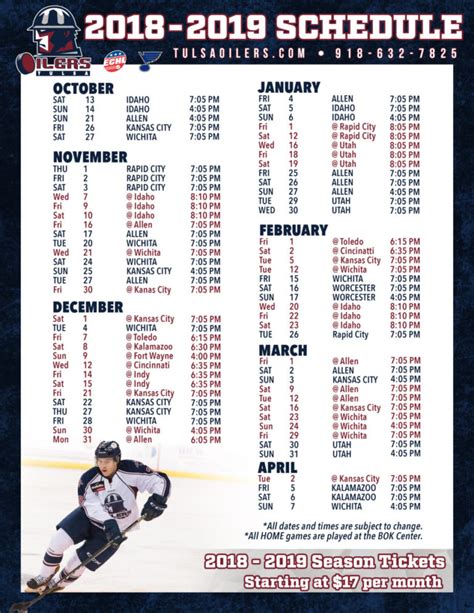 Tulsa Oilers 2024 Schedule - Tommy Gretchen