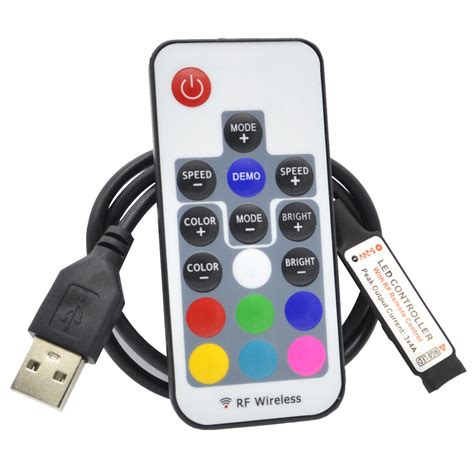 Wireless RF Remote Controller USB 2.0 Plug DC 5-24V 12A For RGB LED ...