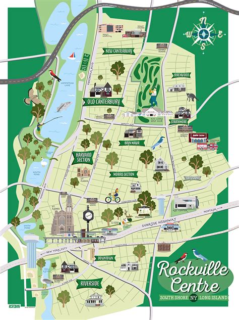 Rockville Centre Illustrated Map | Illustrated map, Map, Rockville