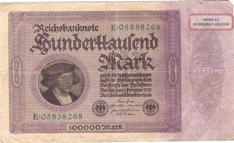 German 1923 100000 Mark Reichsbanknote