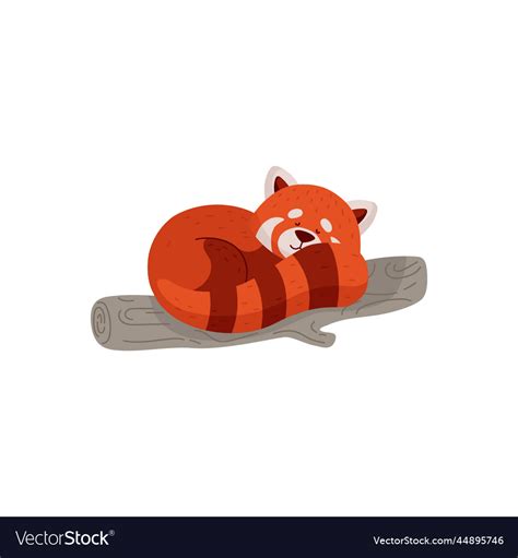 Cute red panda sleeping on bamboo tree cartoon Vector Image