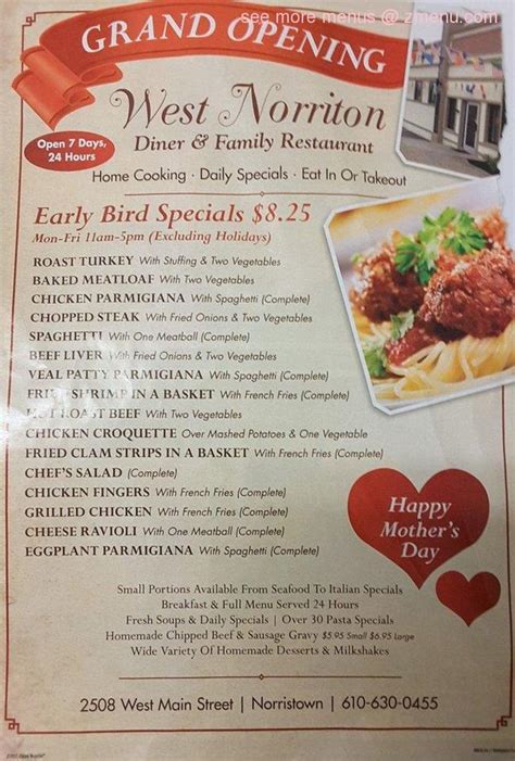 Online Menu of West Norriton Diner And Restaurant Restaurant ...