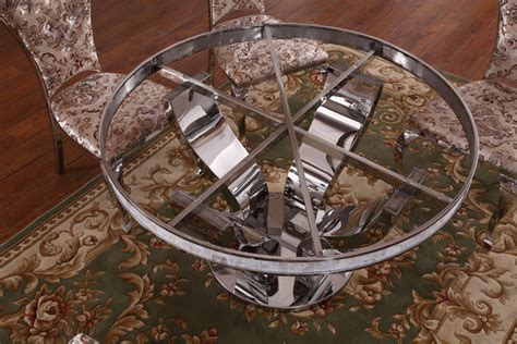 Luxury Quality Stainless Steel Legs Round Dining Table With Rotating Center - Buy Dining Table ...