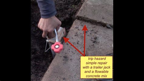 Concrete SIdewalk Lifting repair of trip hazard with a trailer jack - YouTube