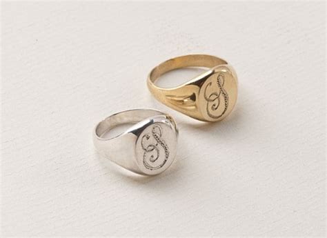 Rounded Pinky Monogram Ring Signet Ring Initial by SheRaJewelry