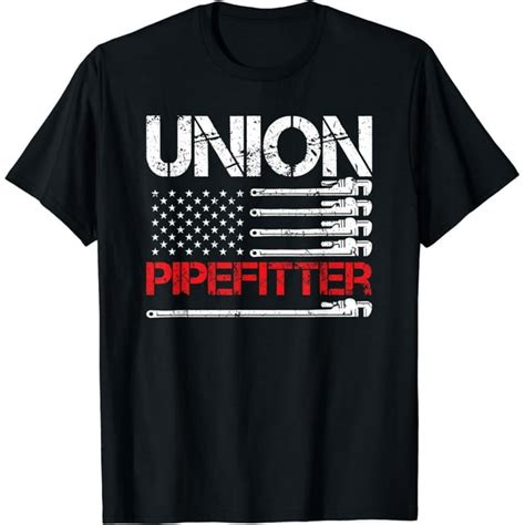 Union Pipefitter Union Strong USA American Flag Steamfitter Cotton T-Shirt - Walmart.com