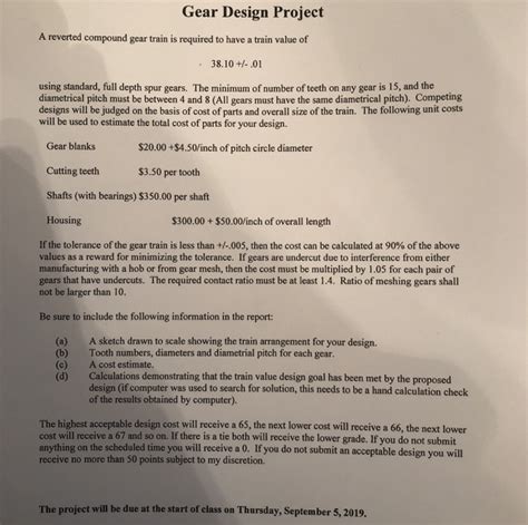 Solved Gear Design Project A reverted compound gear train is | Chegg.com