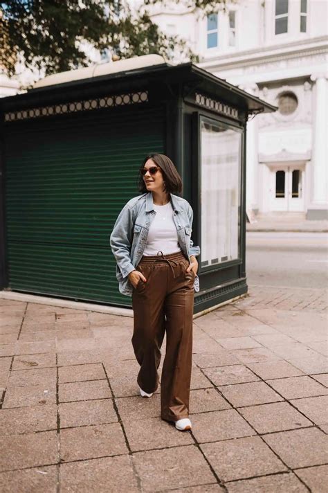 A Casual Brown Leather Trouser Outfit - an indigo day