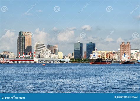 Kaohsiung Skyline, Taiwan. Kaohsiung Harbor and Downtown Stock Photo ...