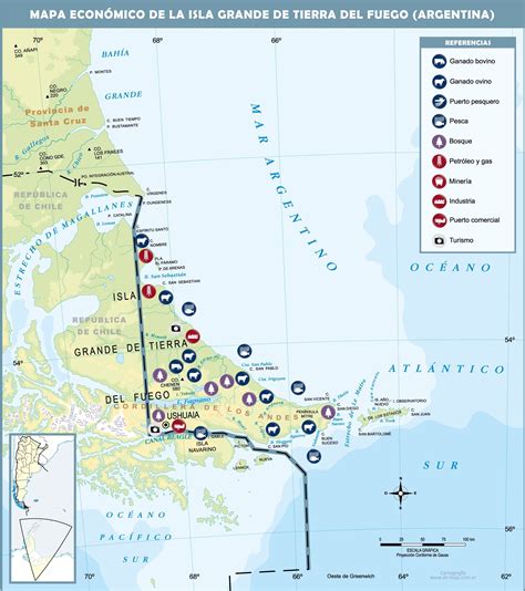 Economic map of the argentinian side of the Isla Grande de Tierra del ...