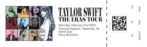 Taylor Swift the Eras Tour 2023 Customizable Ticket Template - Etsy ...