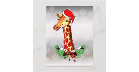 Christmas Giraffe Holiday Postcard | Zazzle