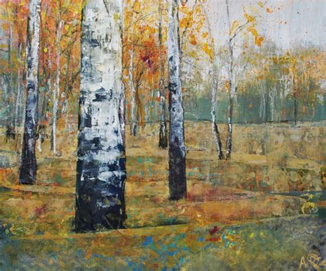 Autumn Birch trees. Mixed media. www.annaperlin.com | Abstract ...