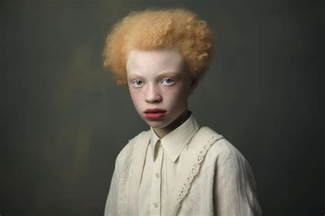 Premium Photo | African American albino teenage boy with fair skin red ...