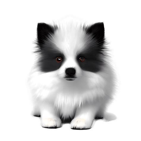 Highly Detailed White German Spitz and Black German Spitz Puppy · Creative Fabrica