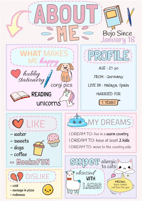 📖 🌸 Bullet Journal About Me Page - MockoFUN