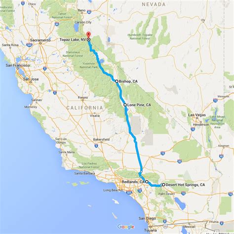 Route 395 California Map | Time Zones Map