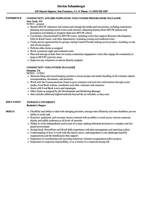 Community Volunteer Resume Samples | Velvet Jobs