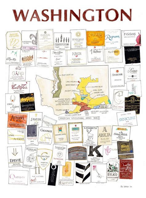 Washington State Wine Map Signed Print - Etsy