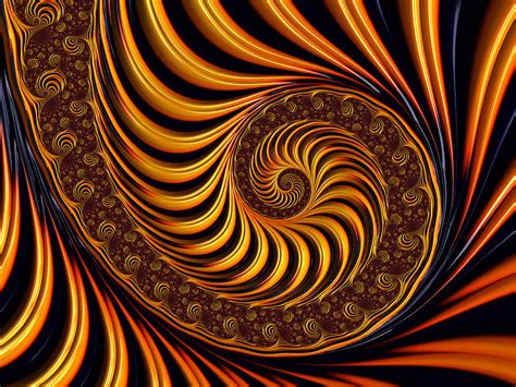 Beautiful Golden Fractal Spiral Artwork Digital Art by Matthias Hauser