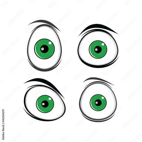 cartoon funny green eyes for comics design vector art Stock Vector ...