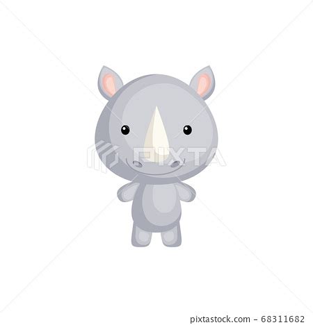 Cute funny baby rhino isolated on white... - Stock Illustration [68311682] - PIXTA