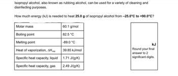 Answered: Isopropyl alcohol, also known as… | bartleby