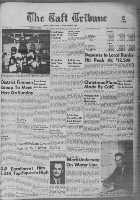 The Taft Tribune (Taft, Tex.), Vol. 46, No. 2, Ed. 1 Wednesday, October 14, 1964 - The Portal to ...