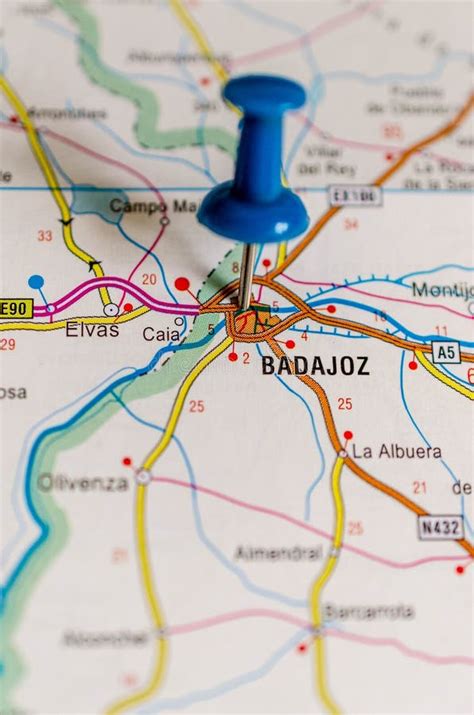 Badajoz on map stock image. Image of borders, region - 134632809