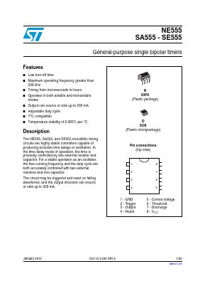 NE555N Datasheet PDF - STMicroelectronics