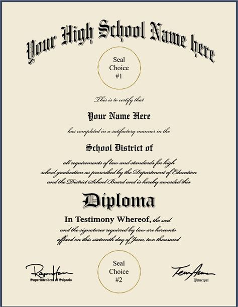 Fake High School Diploma Vertical Design 1