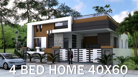 Home Design 40x60F with 4 Bedrooms - Sam House Plans