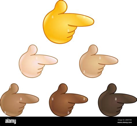 Right pointing backhand index. Emoji hand set of various skin tones Stock Vector Image & Art - Alamy